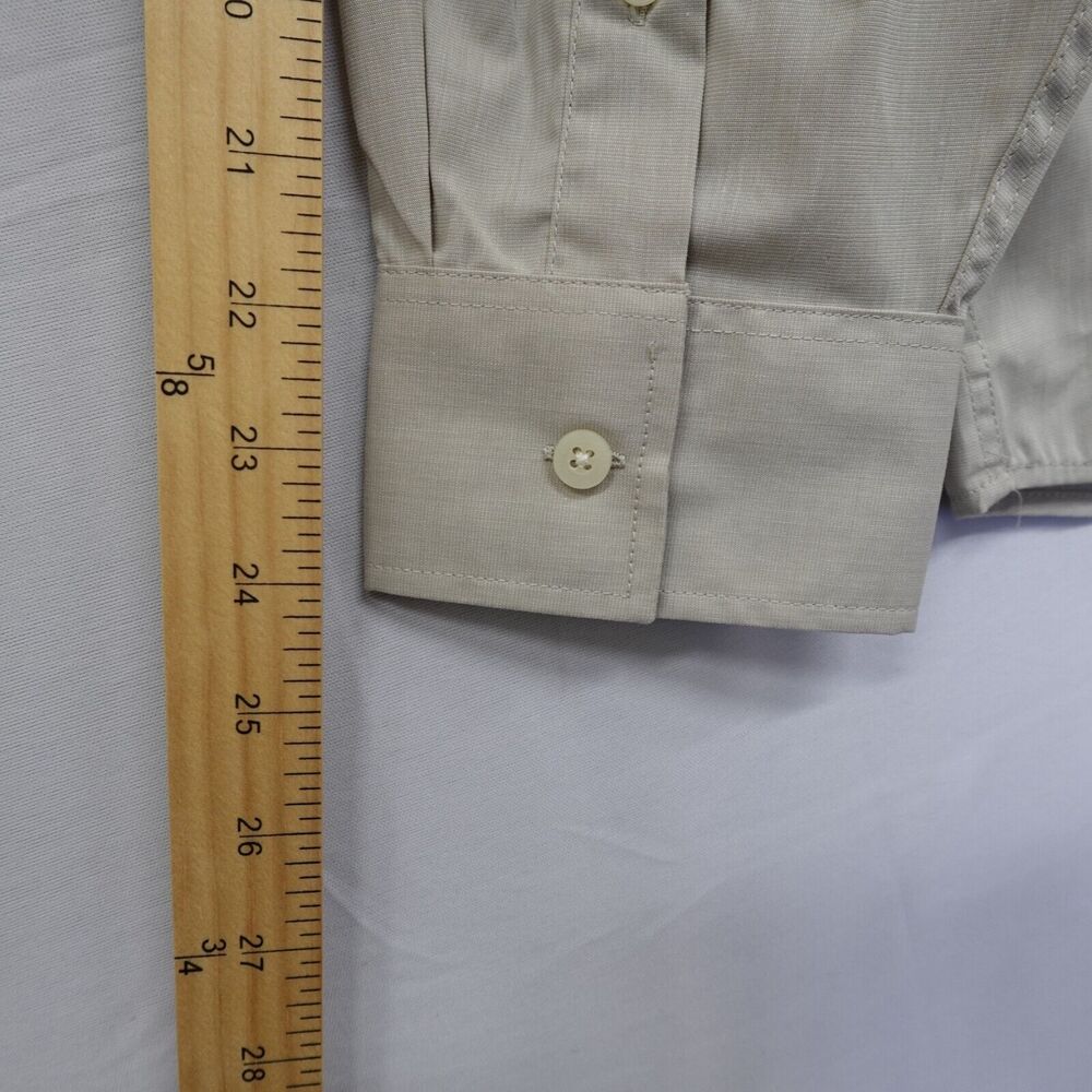Antigua Womens Tan Shirt XL Long Sleeve Collard Button Front Fitted Top Blouse - Picture 9 of 16